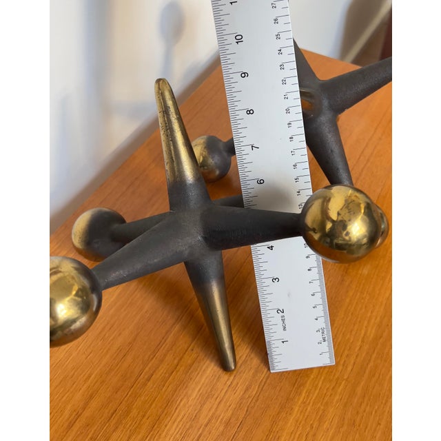 Metal 1960s Bill Curry 9" Brass Jacks, Set of 2 For Sale - Image 7 of 8