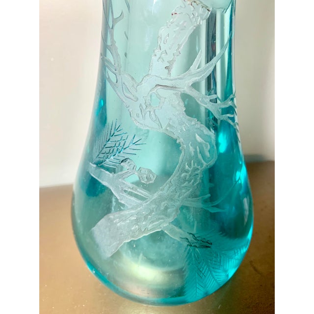 Chinoiserie Birds on Branches Turquoise Blue Crystal Vase Chairish