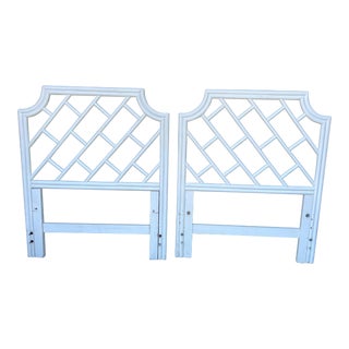 1970s Vintage Chinese Chippendale Coastal Bamboo Twin Headboards - a Pair For Sale