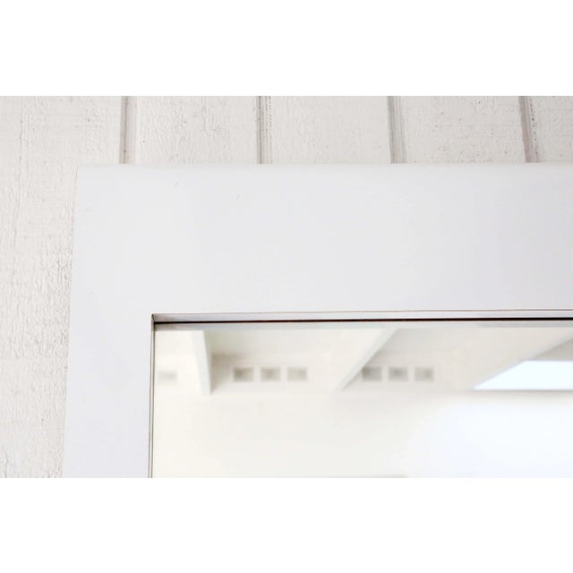 1980's White Gloss Rounded Edge Wall Mirror For Sale - Image 10 of 12