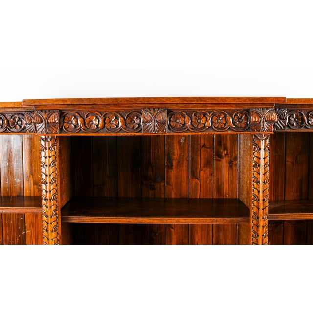 Antique Victorian Open Breakfront Bookcase, 1800s For Sale - Image 5 of 18