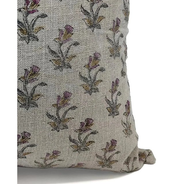 Not Yet Made - Made To Order Fabdivine Handcrafted Cushion Cover 22x22 Inch Vintage Floral Block Print- Coastal Tulip For Sale - Image 5 of 5
