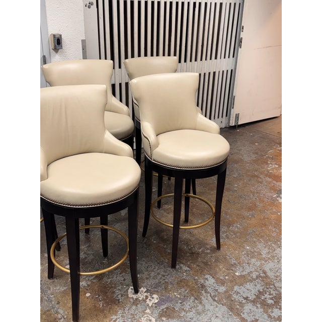 Animal Skin Century Furniture Leather Bar Stools, Set of Five For Sale - Image 7 of 14