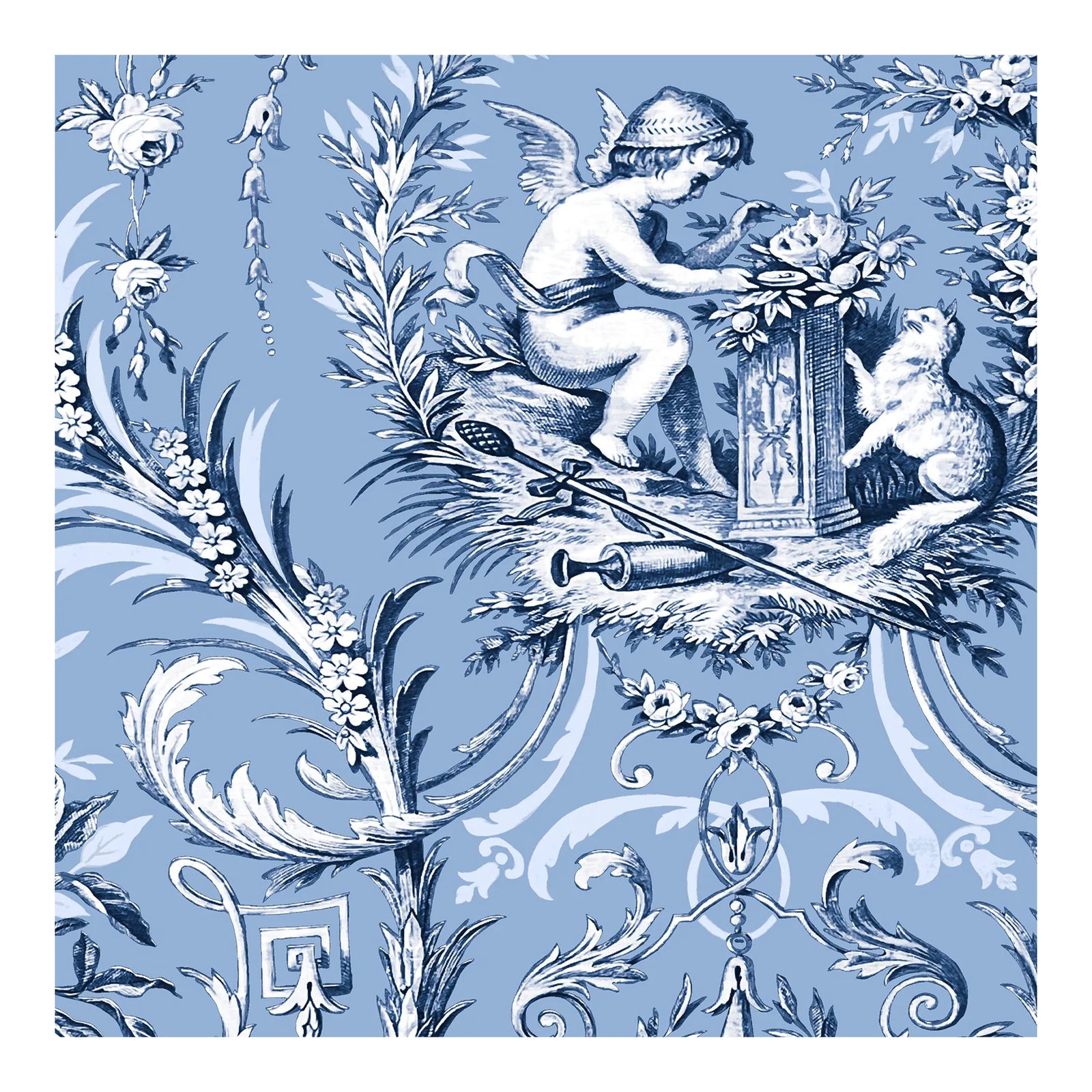 Morphew Abode Toile Blue & White Baroque l'Amour Wallpaper Chairish — free download