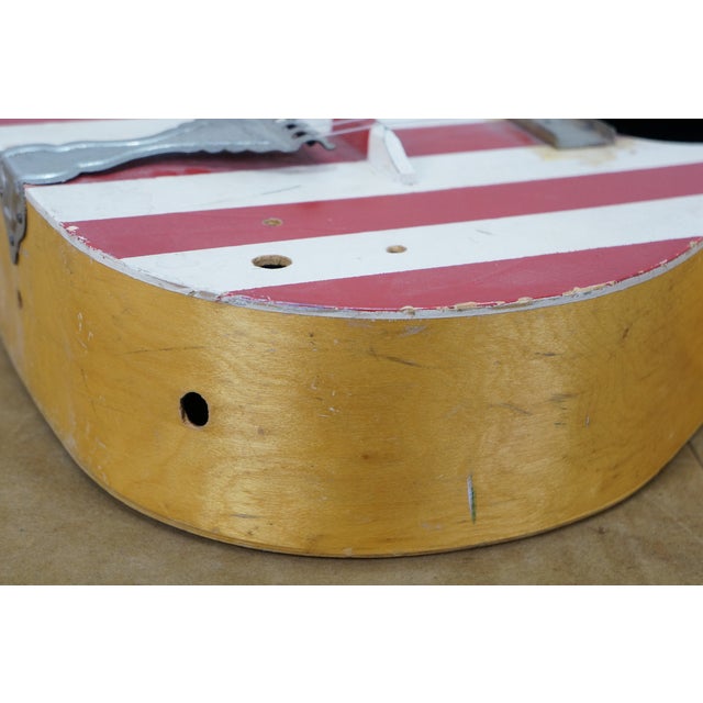 Vintage Folk Art Painted American Flag 3/4 Acoustic Guitar Usa For Sale - Image 14 of 16
