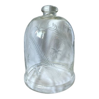 Large 1990s Cut Etched Glass Bell Cloche For Sale