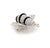 Diamond Onyx Bumble Bee 18k White Gold Pin Brooch For Sale - Image 4 of 6