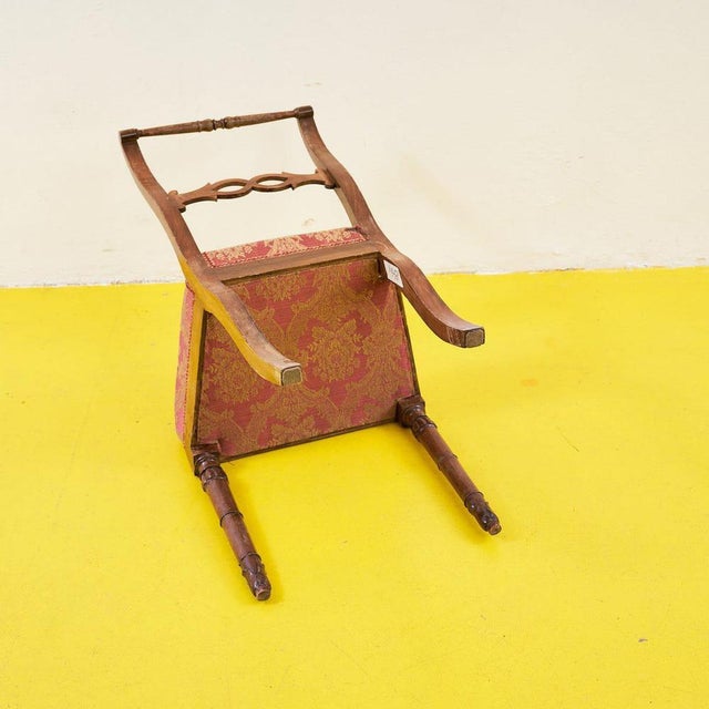 Textile Chair in Red Damask Upholstery, 19th Century For Sale - Image 7 of 8
