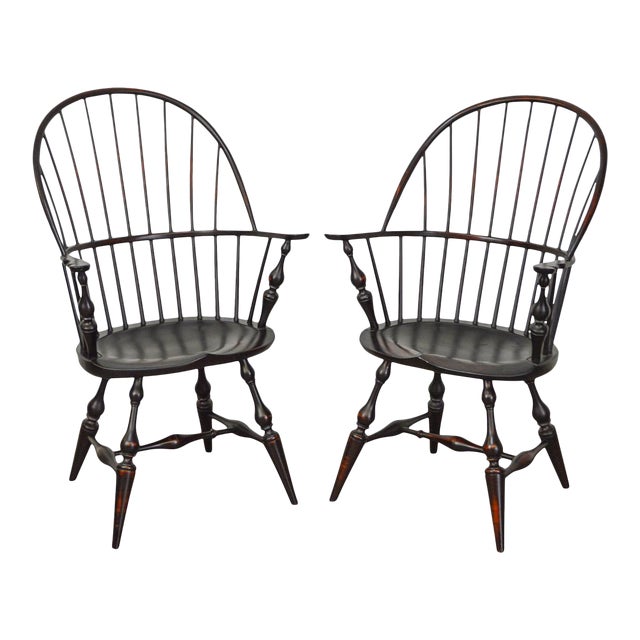 Dr Dimes Bow Back Painted Windsor Arm Chairs A Pair Chairish