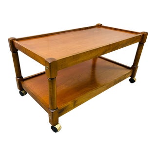 Vintage 1960s Mahogany Two-Tier Rolling Cart For Sale