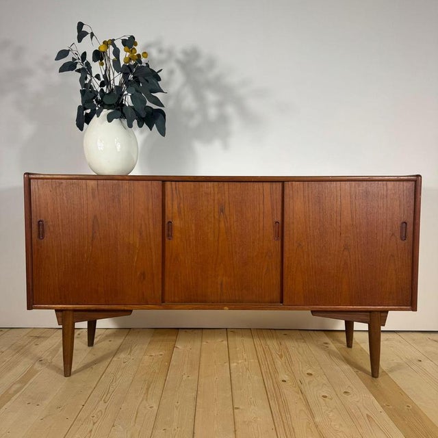Brown Vintage Scandinavian Teak Sideboard with Sliding Doors, 1960s For Sale - Image 8 of 8