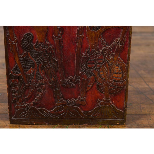 Burmese 19th Century Hand-Carved and Painted Wooden Puppet Show Sign For Sale - Image 11 of 12