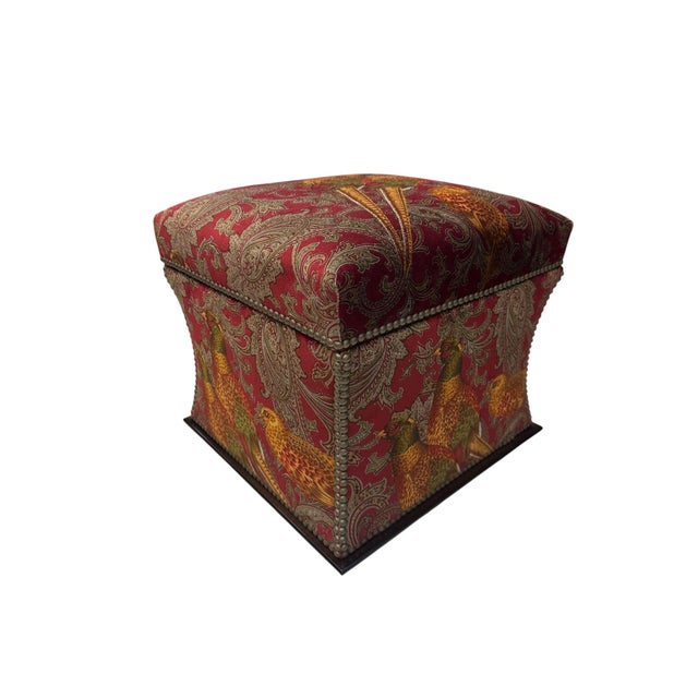 Ralph Lauren 'Florence' Ottoman in Buckthorn Paisley Fabric With Nailhead Trim A richly detailed and beautifully tailored...