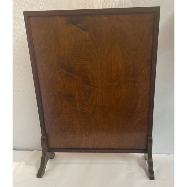 Wood Vintage Embroidered Fire Screen For Sale - Image 7 of 12