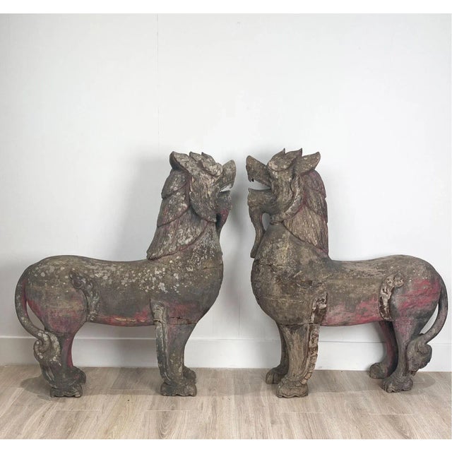 Temple Lions, Se Asia 19th Century, a Pair For Sale - Image 4 of 12