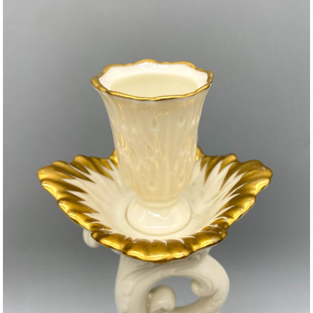 20th C. Lenox Cream & Gold Dolphin Candlesticks – A Pair – Coastal Glam For Sale - Image 10 of 13