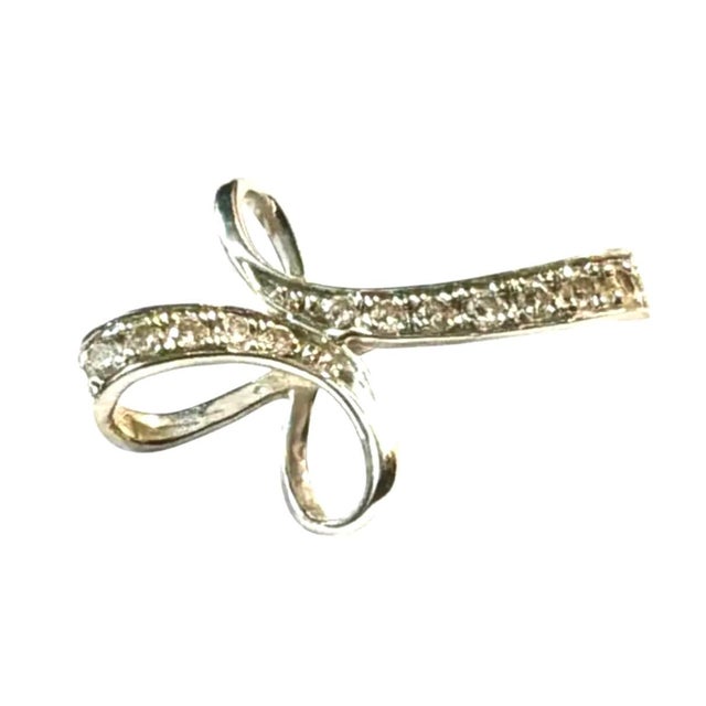 Modern Vintage 14k White Gold Diamond Cross Pendant, Mid-20th Century For Sale - Image 3 of 8