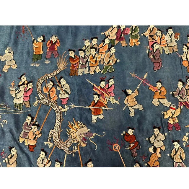 Mid-20th Century Chinese Silk Embroidery Baizi Playing in Spring For Sale In Los Angeles - Image 6 of 10