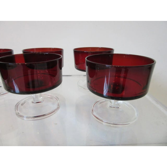 Durand J G Durand Ruby Desert Glasses by Arcoroc France For Sale - Image 4 of 9