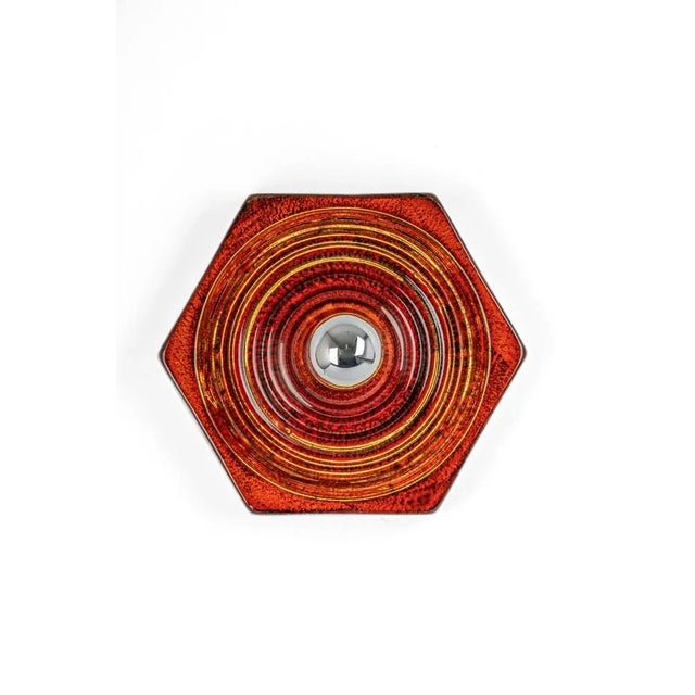 Red and Orange Ceramic Wall Lights, Germany, 1970s For Sale - Image 6 of 12