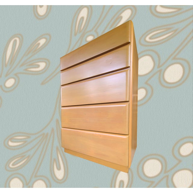 Mid 20th Century Star Dust 5-Drawer Tall Boy Dresser Designed by Russel Wright / Restored For Sale - Image 5 of 10