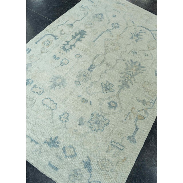 Ivory Turkish Oushak Rug 4' x 6'3" #19258 For Sale - Image 8 of 8