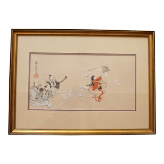 Late 19th-Early 20th Century Japanese Woodblock Print, the Nunozarashi Dance For Sale