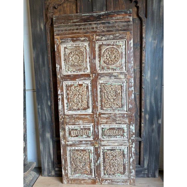 Brown Vintage Carved Barn Door | Rustic Distressed Statement Piece 80x35 For Sale - Image 8 of 10