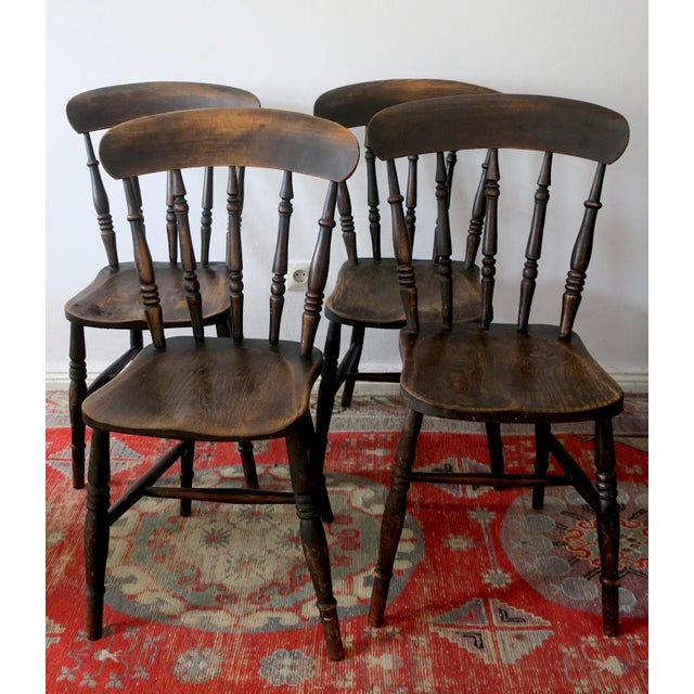 Antique 19th Century Oak Farmhouse Dining Chairs, Set of 4 For Sale - Image 14 of 14