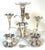 English Edwardian Silver-Plated Epergne by Copper & Fry, C & F EPNS, 11 Pieces, circa 1901–1915 An elegant and whimsically...