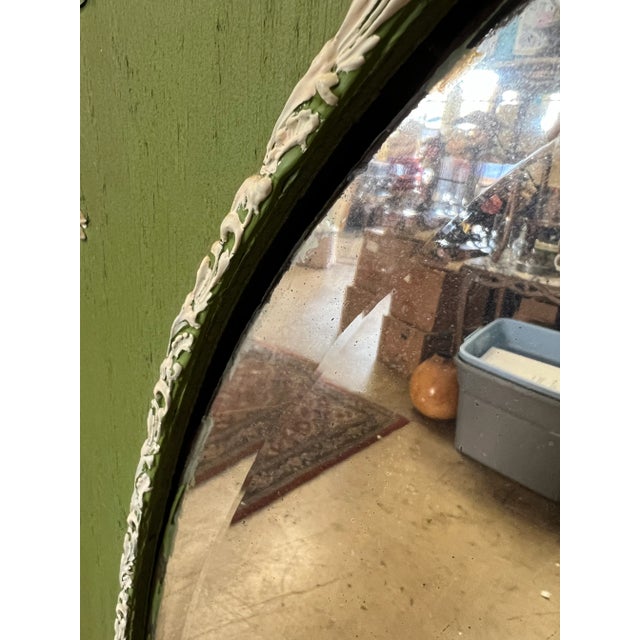 Early 21st Century Vintage Green With White Accents Wall Mirror For Sale - Image 5 of 10