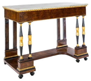 Italian Empire Console Table with White Marble Top, 1815