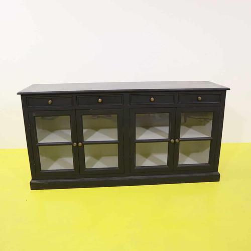 Black Sideboard with Four Glass Doors and Four Drawers For Sale - Image 11 of 11
