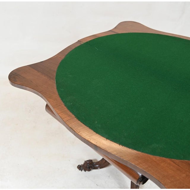 Brown Victorian Walnut Card Table, 1860s For Sale - Image 8 of 12