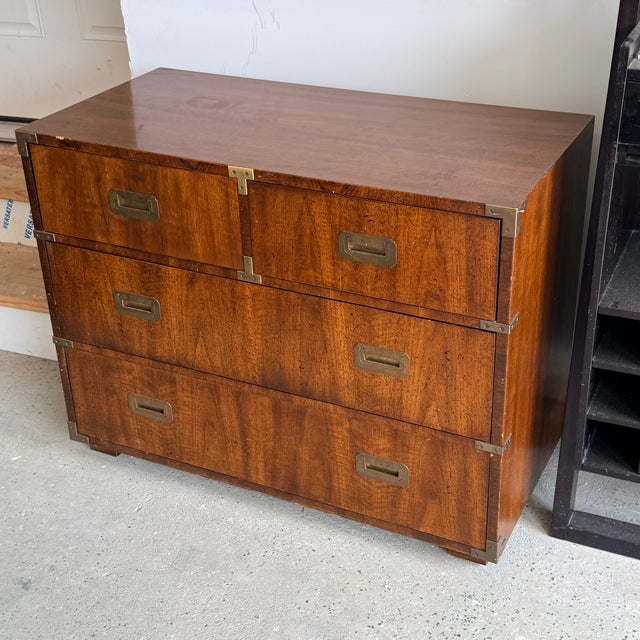 Mid-Century Modern Mid-Century Henredon 4 Drawer Campaign Dresser—two Available For Sale - Image 3 of 13