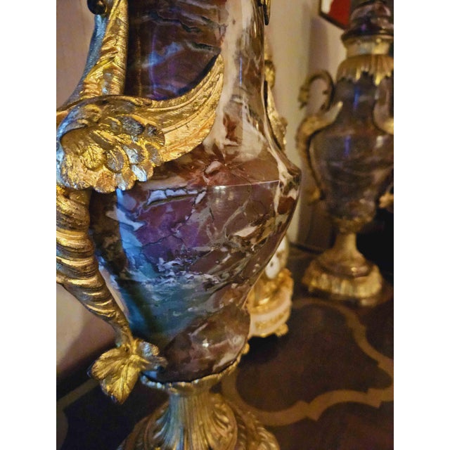 Large Marble and Gilt Bronze Vases with Dragons, Set of 2 For Sale - Image 11 of 18