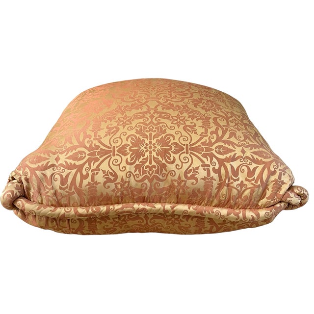 Fortuny Fortuny Silk Pillow in Burnt Orange & Gold Custom With Down Insert. 20”. For Sale - Image 4 of 8