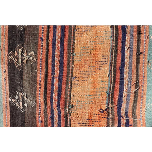 Mid 20th Century Colorful Vintage Embroidered Kilim Runner With Stripe's and Geometric Motifs For Sale - Image 11 of 11