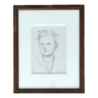Albert Chavaz, Portrait De Dame, Pencil on Paper, Framed For Sale