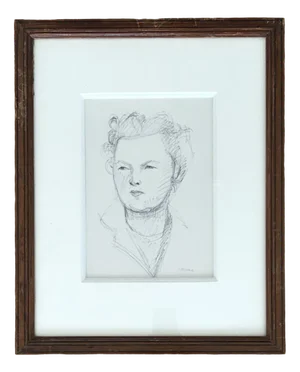 Albert Chavaz, Portrait De Dame, Pencil on Paper, Framed