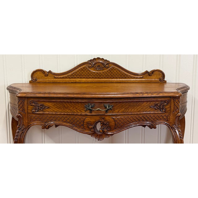Antique French Oak Louis XV Style Entry Console or Hall Table With Drawer c.1930 For Sale - Image 12 of 18