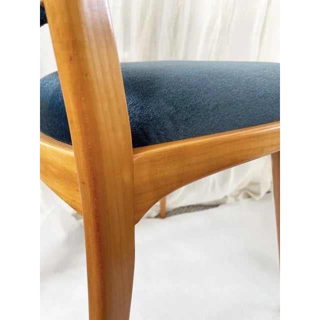 Wood Mid-Century Dining Chairs in Turquoise Velvet attributed to E. M. Dettinger, Germany, 1950s, Set of 6 For Sale - Image 7 of 10