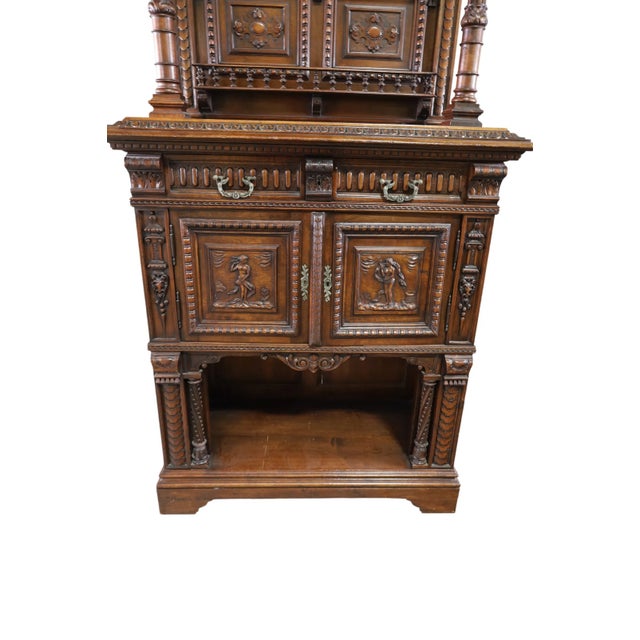 Antique Sideboard, French Renaiss. Revival, Large Carved Walnut 83” 19/20th C.! For Sale - Image 4 of 4