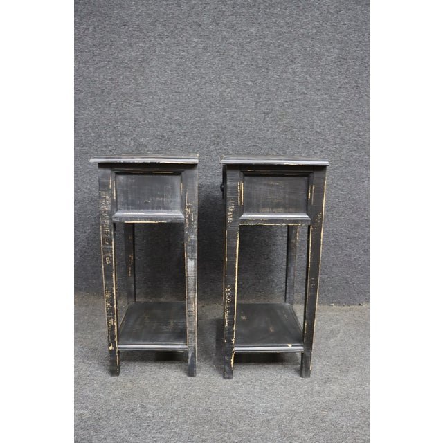 Pair of Country Style Black Painted Nightstands For Sale - Image 9 of 12