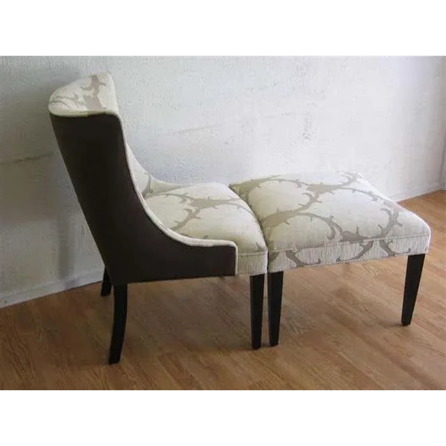 Dining Chair 1940's Style With Concave Tufted Back and Tapered Alder Legs For Sale - Image 4 of 9