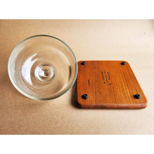 1970s Square Teak Wood Charcuterie Board With Glass Cloche For Sale - Image 9 of 10