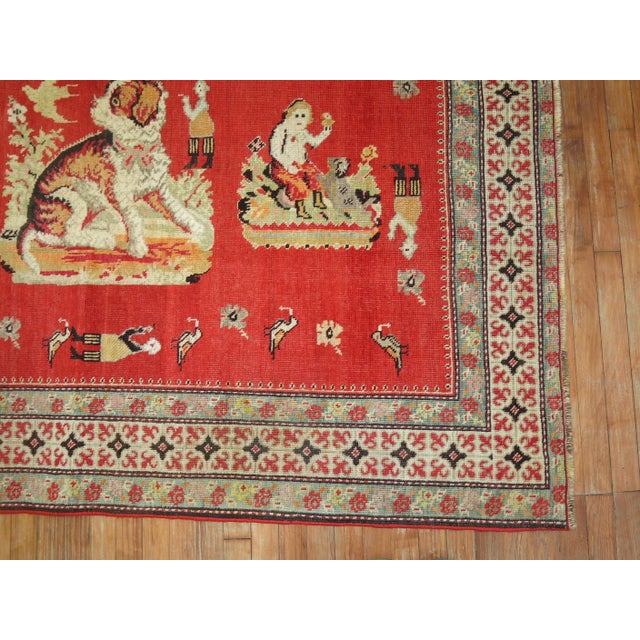 Textile Antique Zabihi Collection Pictorial Dog Animal Karabagh Rug - 3'9" x 6'2" For Sale - Image 7 of 10