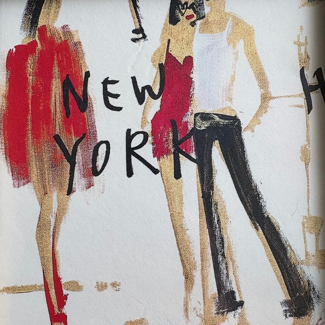 Contemporary Contemporary Donald Robertson Drawbertson Repro New York Fashionista Print in Vintage Hand-Painted Frame For Sale - Image 3 of 5