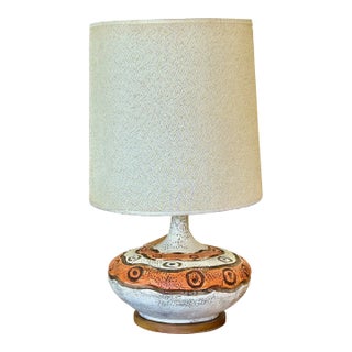 Large Mid Century Modern Vintage Orange & White Table Lamp For Sale
