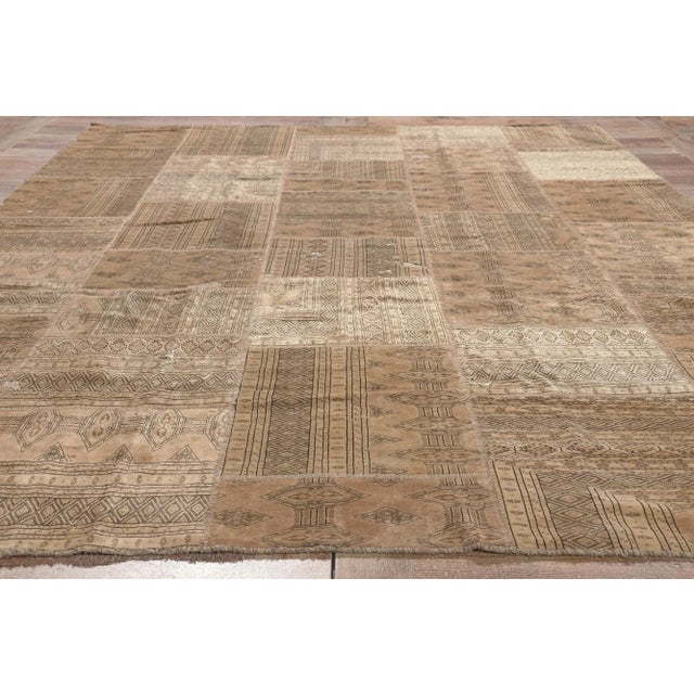 Tan Mid 20th Century Vintage Persian Patchwork Rug, 06'10 X 09'10 For Sale - Image 8 of 10